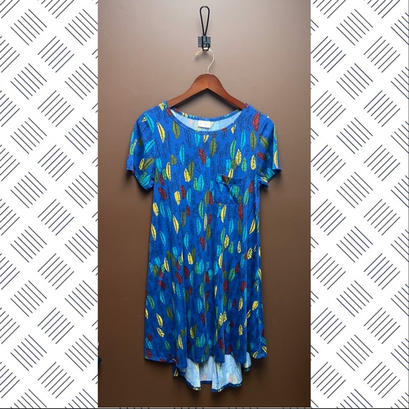 ‼️LAST CHANCE‼️Lularoe Carly blue with feathers - Picture 1 of 3